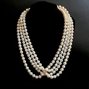 88” Baroque Akoya Pearl Necklace Cleaned Restrung / Knotted & Appraised